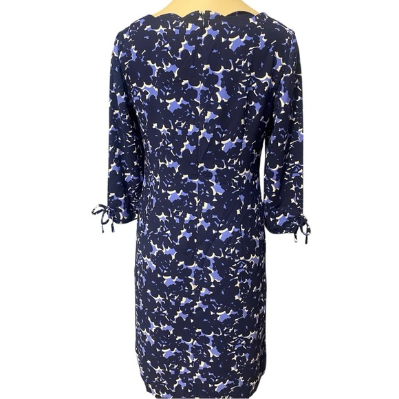 Talbots Navy and White Floral Long Sleeve Dress - Picture 3 of 11
